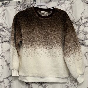 Elegant Ombre oversized knit Sweater in Brown and Cream
